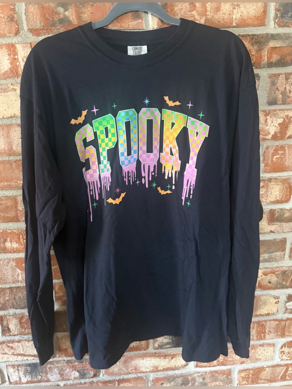 Comfort Colors Black Long-Sleeve 'Spooky' Graphic Tee